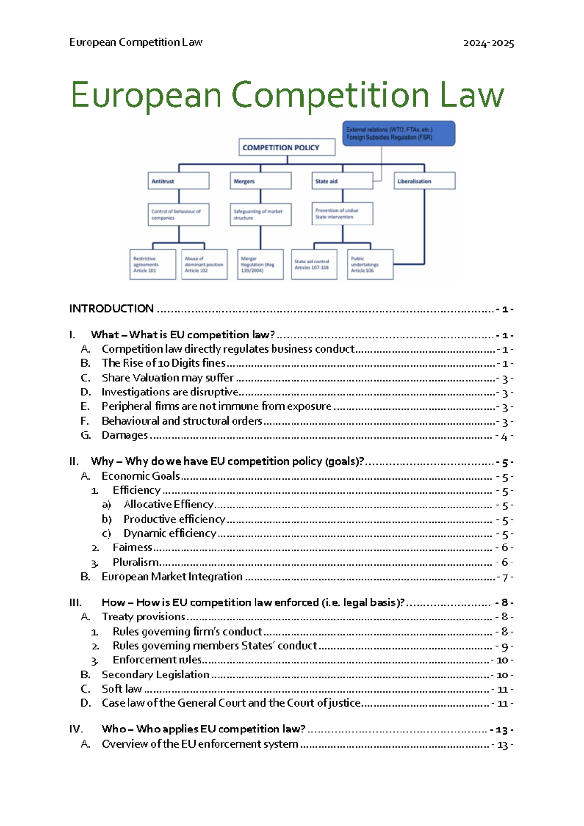 EU Competition Law: Overview, Enforcement, and Key Concepts - Studocu