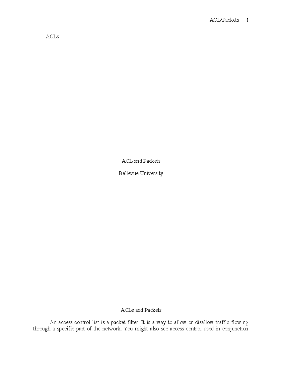 Week 5 Written Assignment: Understanding ACLs and Packet Filtering ...