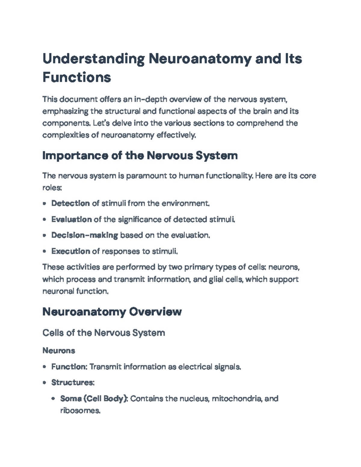 Understanding Neuroanatomy: Structure and Function of the Nervous ...
