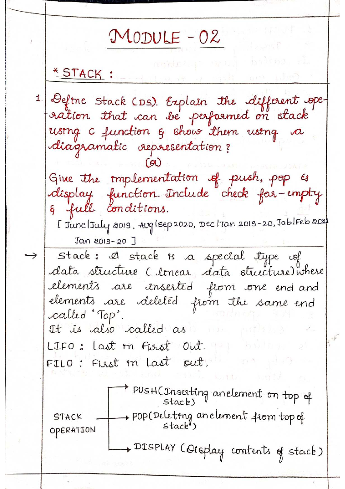 DS Module 02: Stack Operations and Implementation in C - Studocu