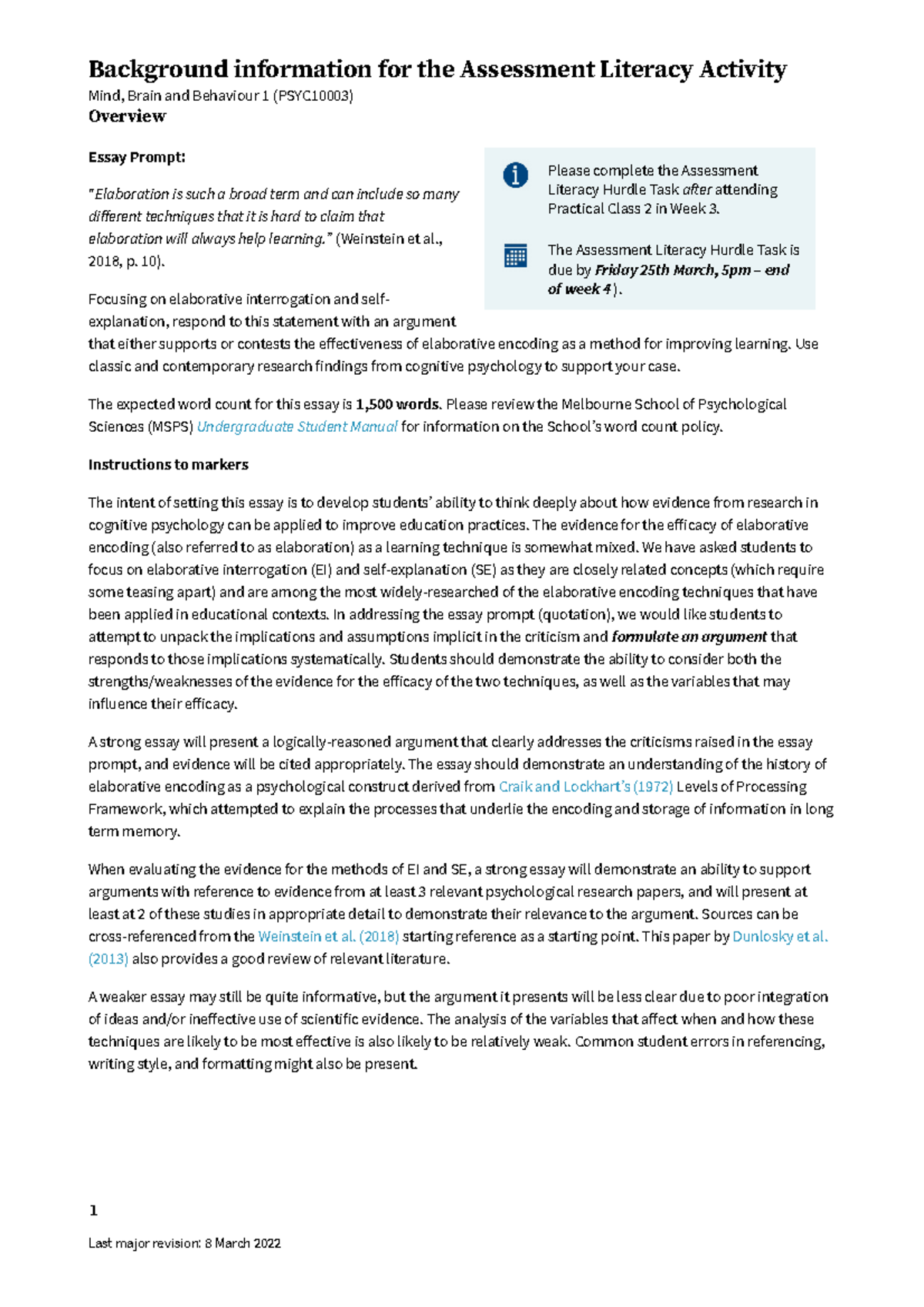 Background & Marking Guide for ALM-2022: Essay on Elaboration ...