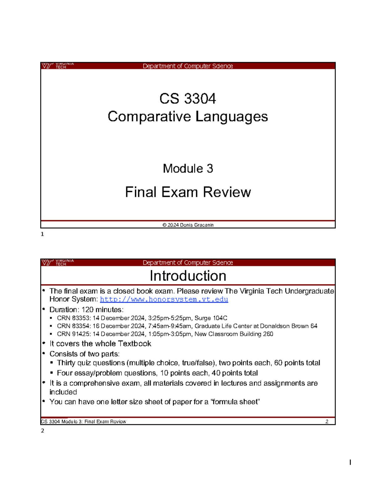 CS 3304 Module 3: Comprehensive Final Exam Review Guide - Studocu