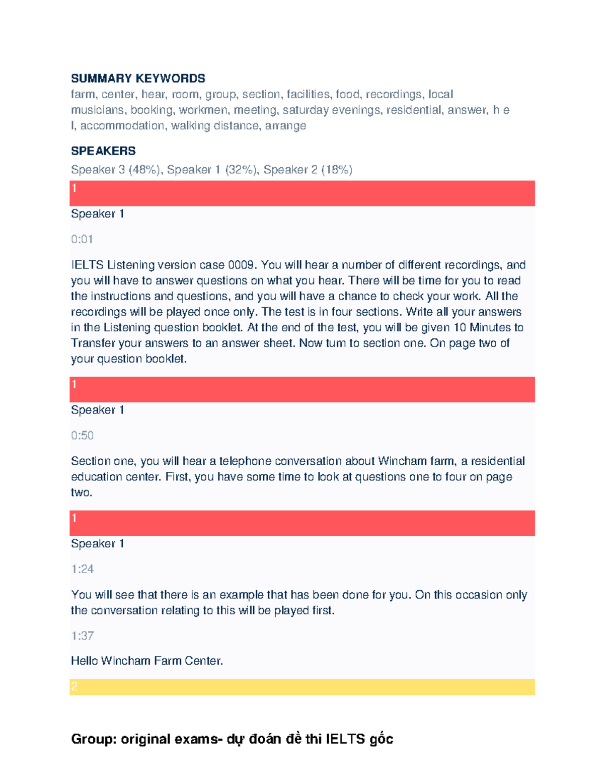 IELTS Listening Test 5 - Transcription & Study Notes - Studocu