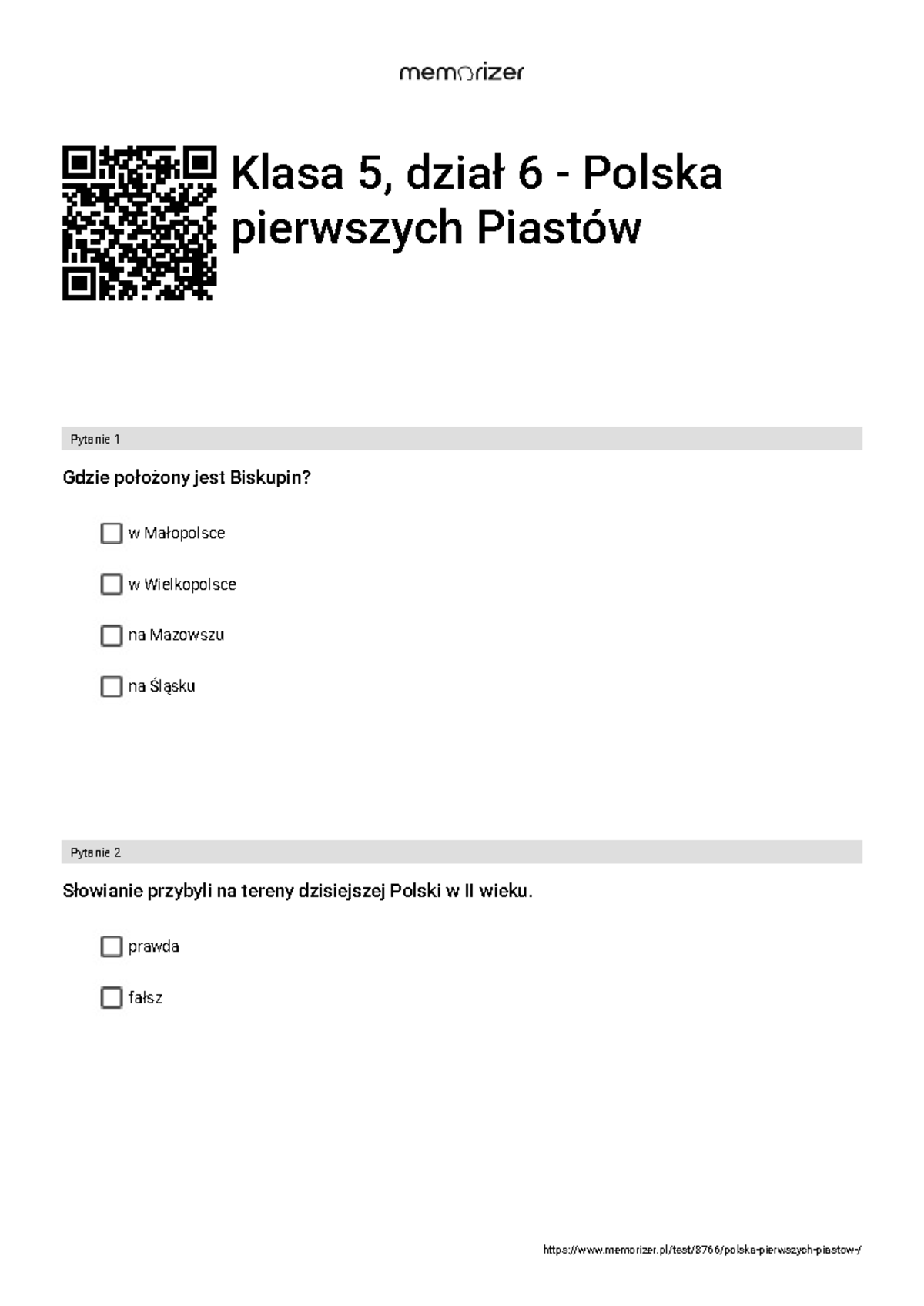 Klasa 5 - Dział 6: Polska pierwszych Piastów - Pytania i Odpowiedzi