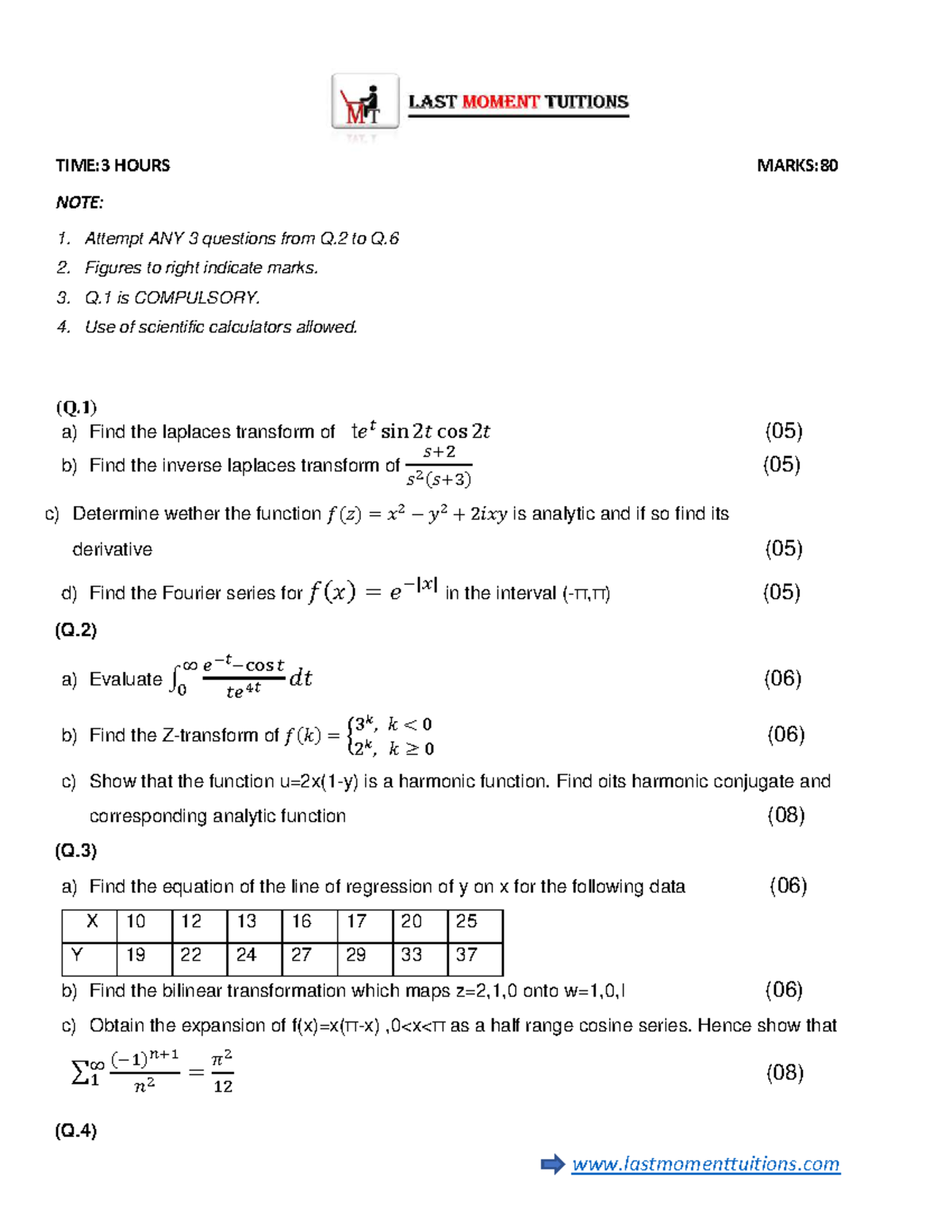 M3 May 2019 Final Exam Question Paper - 80 Marks, 3 Hours - Studocu
