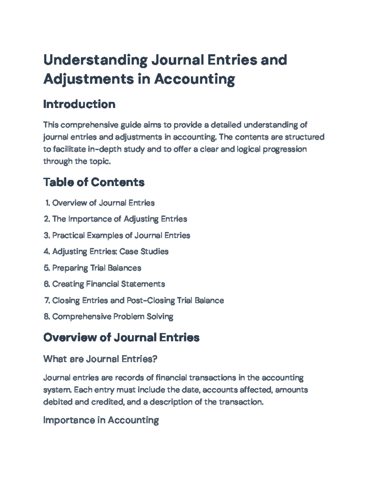 Understanding Journal Entries and Adjustments in Accounting ...