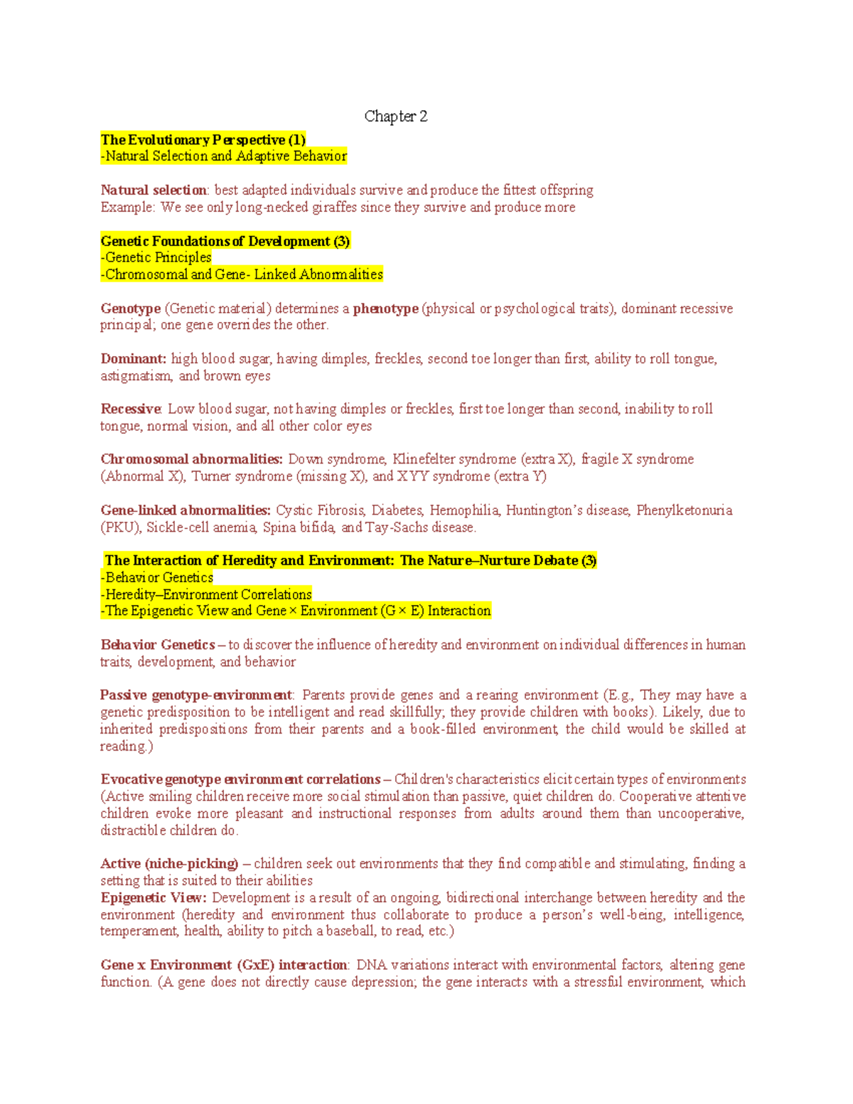 Chapter 2: The Evolutionary Perspective and Prenatal Development - Studocu