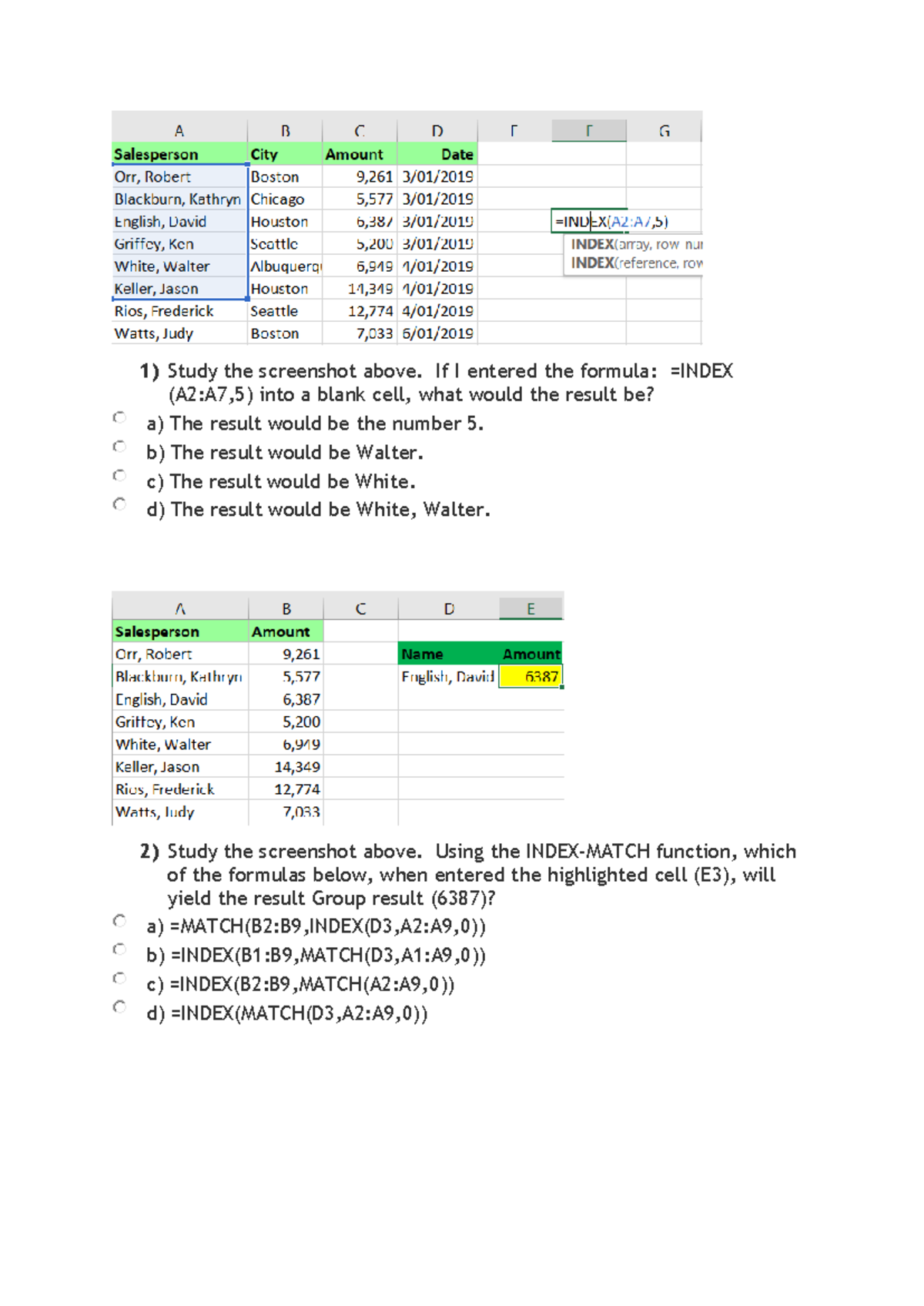 Excel Q1: Functions & Formulas Practice for U - Studocu