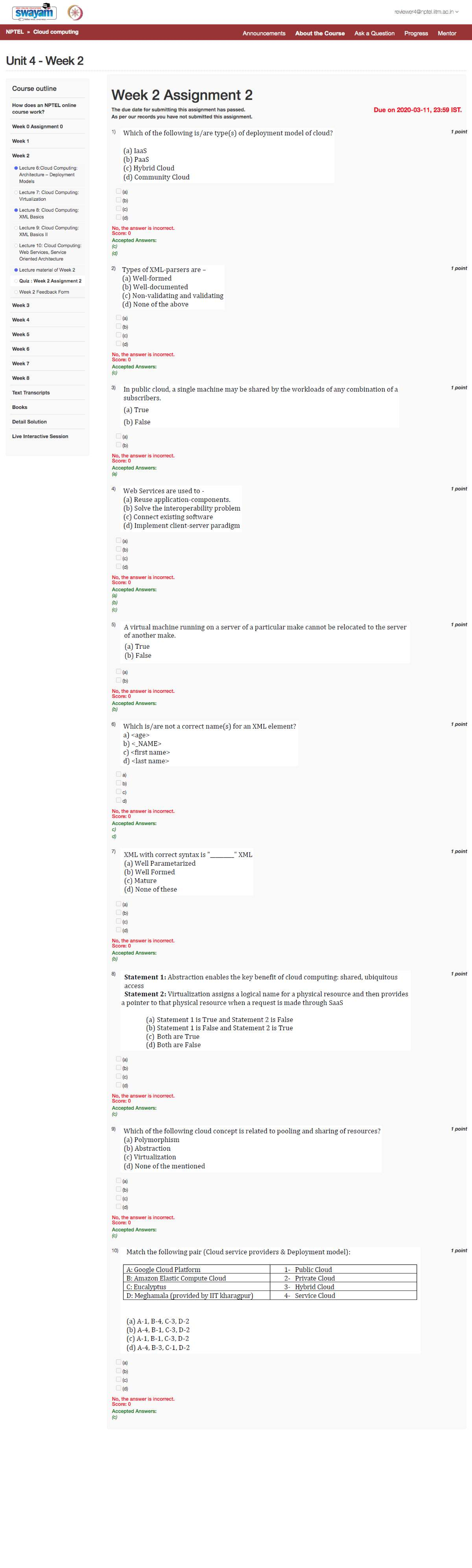 Noc20 CS20 Assignment 3 - Cloud Computing Quiz Insights and Feedback ...