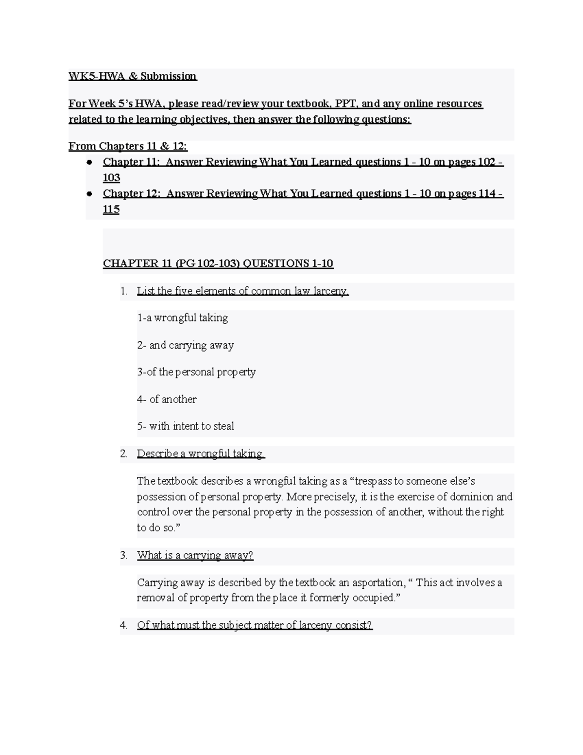 Legal TERM WEEK 5 HW - WK5-HWA & Submission For Week 5’s HWA, please ...