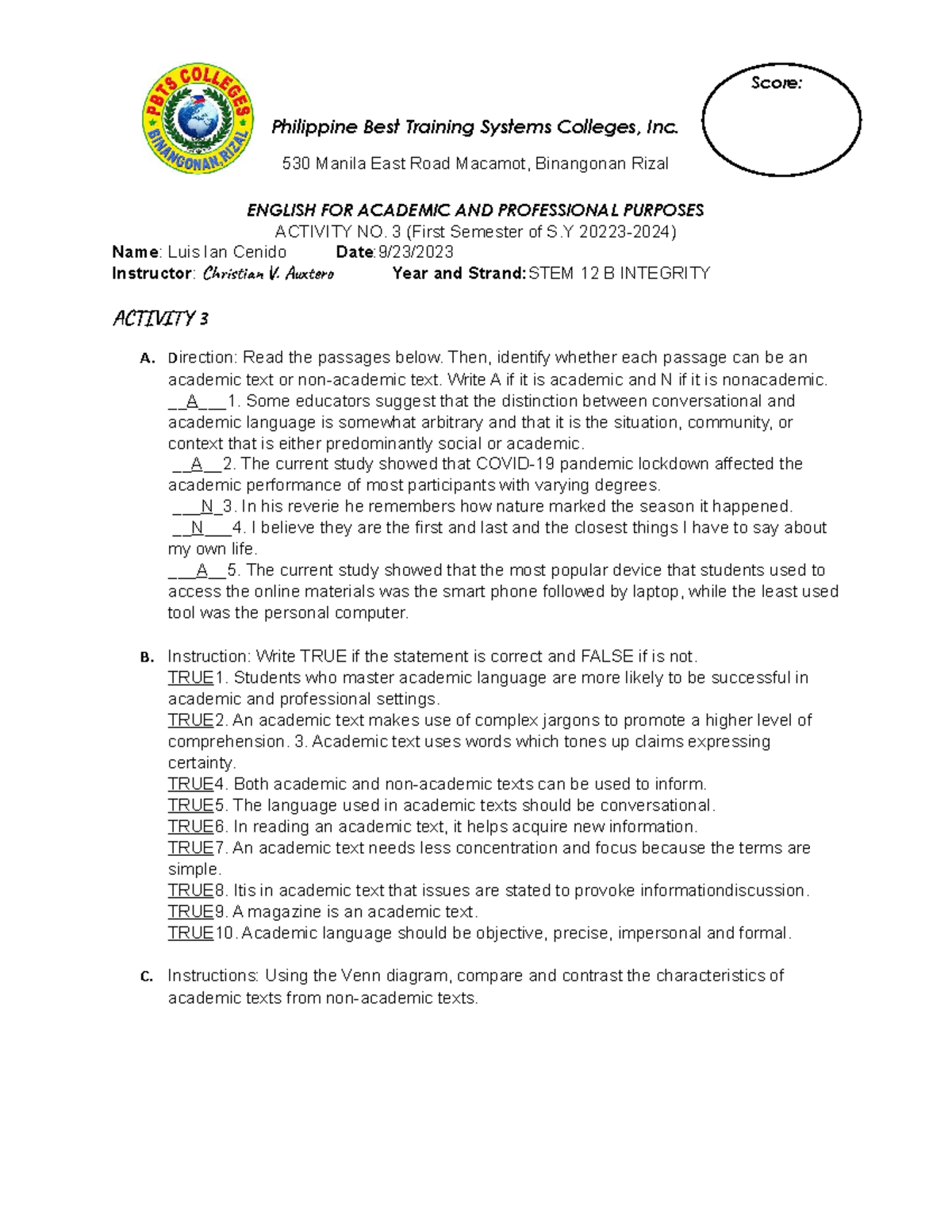 EAPP Activity 3 and 4 - nbxxdfgbhvg - Philippine Best Training Systems ...