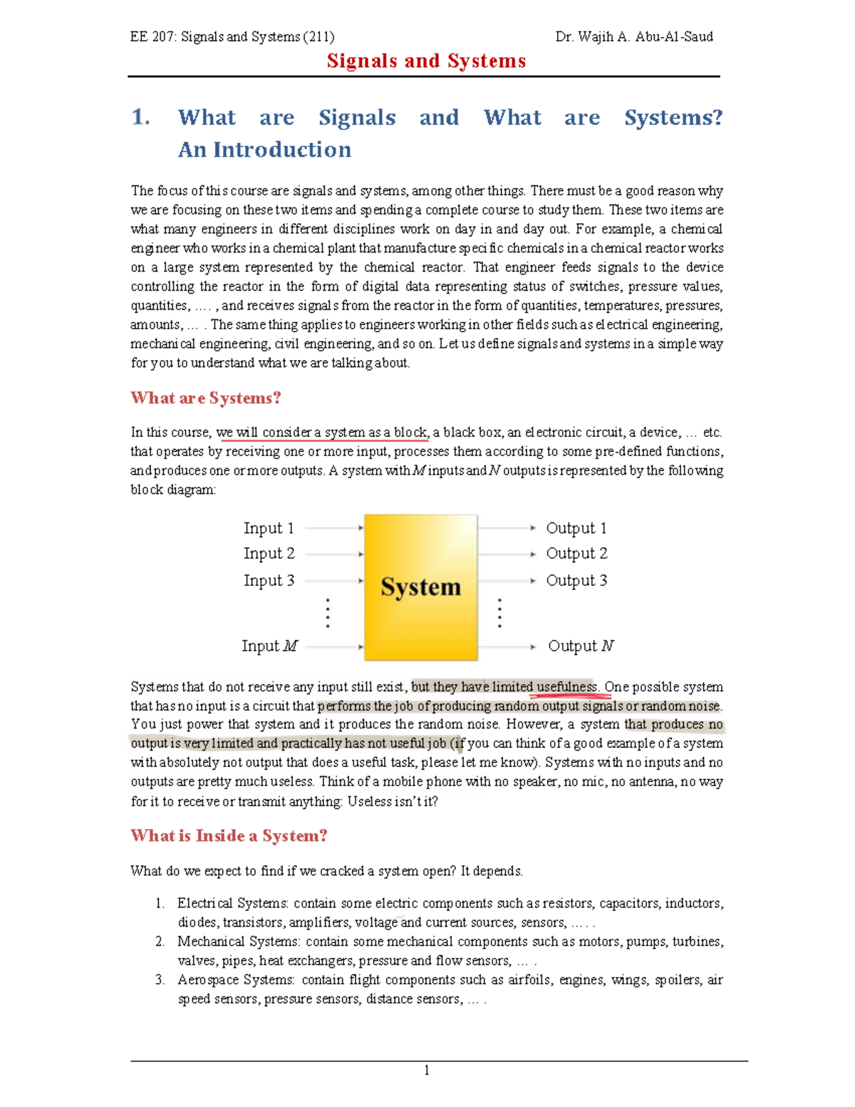 EE 207: Signals and Systems - Comprehensive Lecture Notes - Studocu