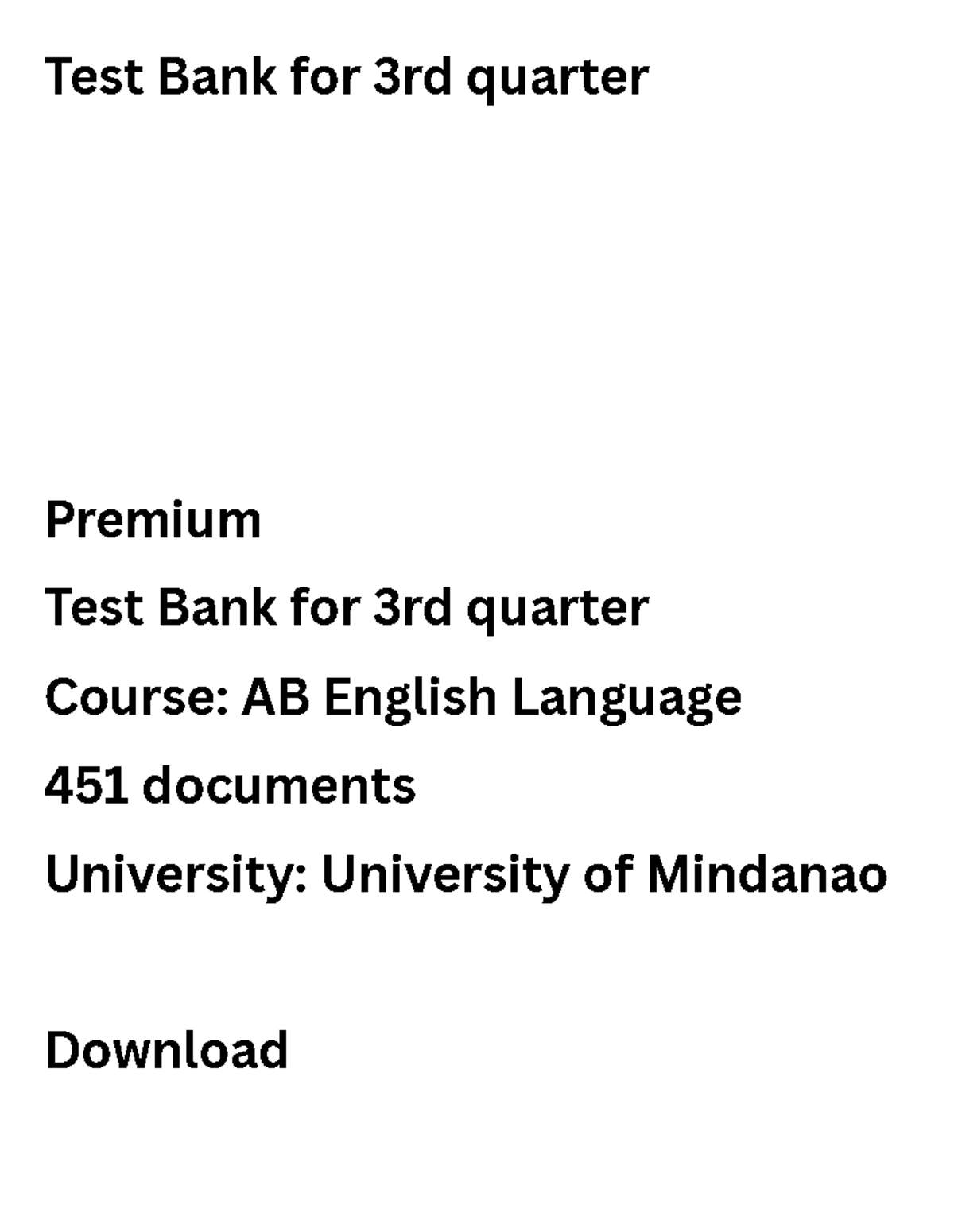 Test Bank for 3rd quarter 20240509 202736 0000 - FILIPINO Pagbasa ...