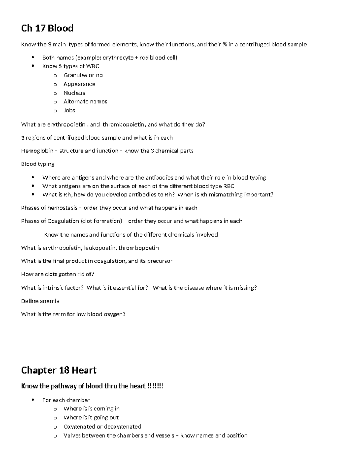 AP 2 Exam 1 Study Guide: Blood, Heart, and Blood Vessels Overview - Studocu