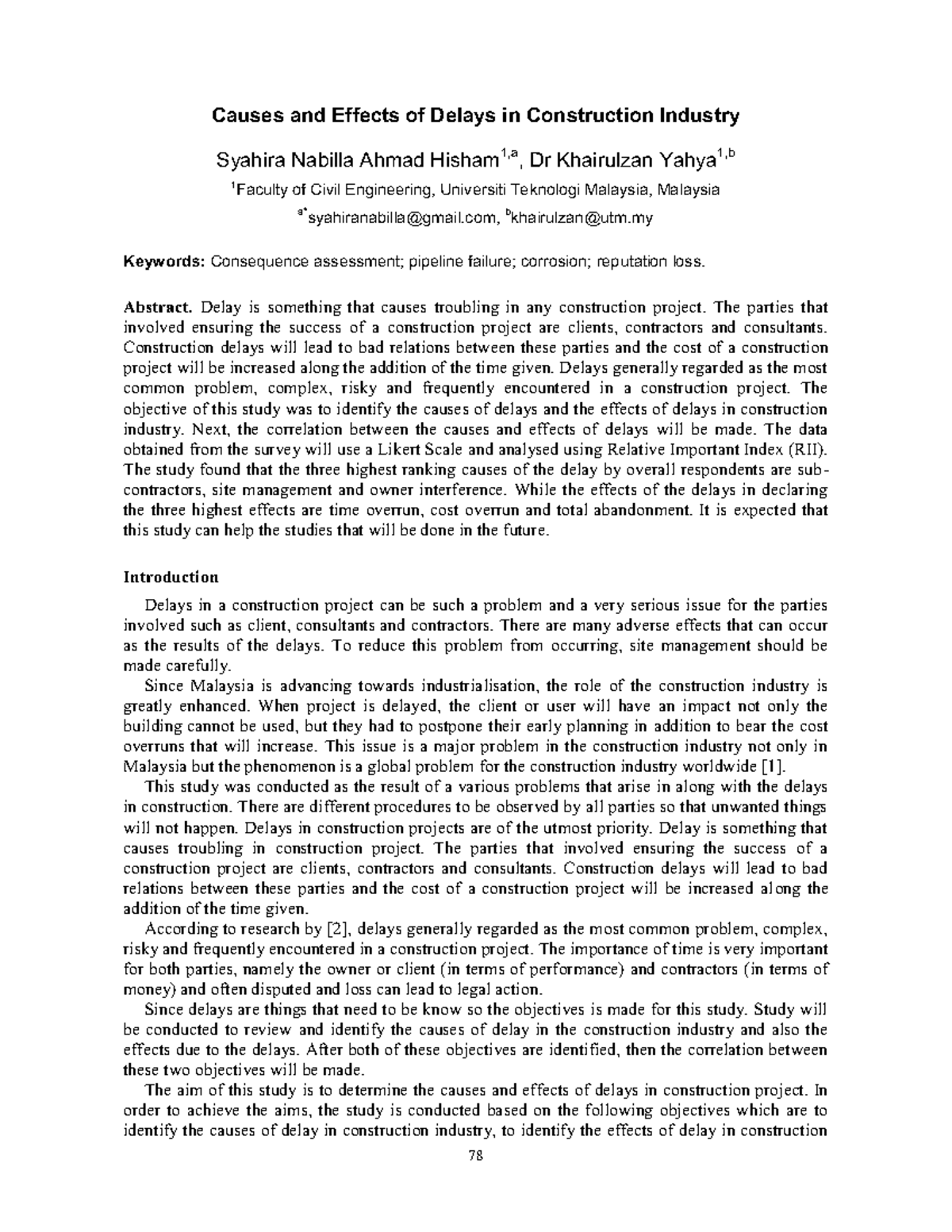 Causes and Effects of Delays in Construction Industry - Abstract. Delay ...