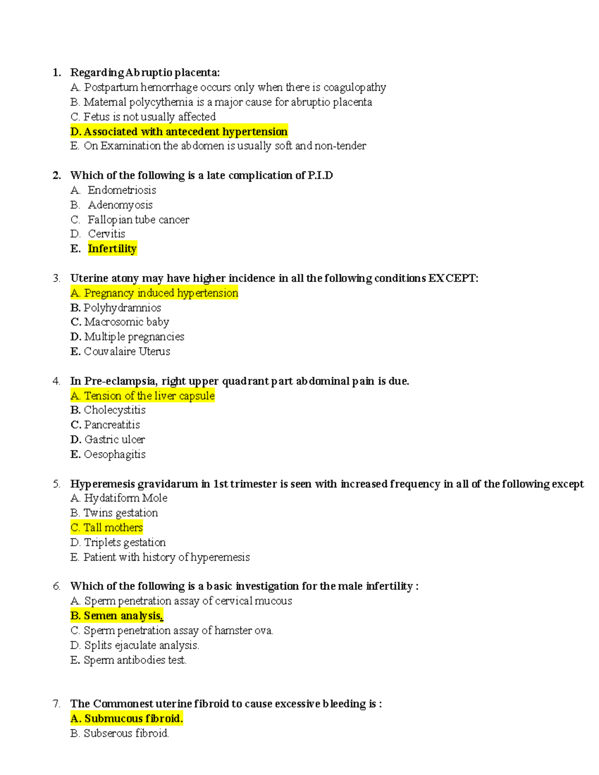 O&G MCQ Solved - Comprehensive Review for Exam Preparation - Studocu