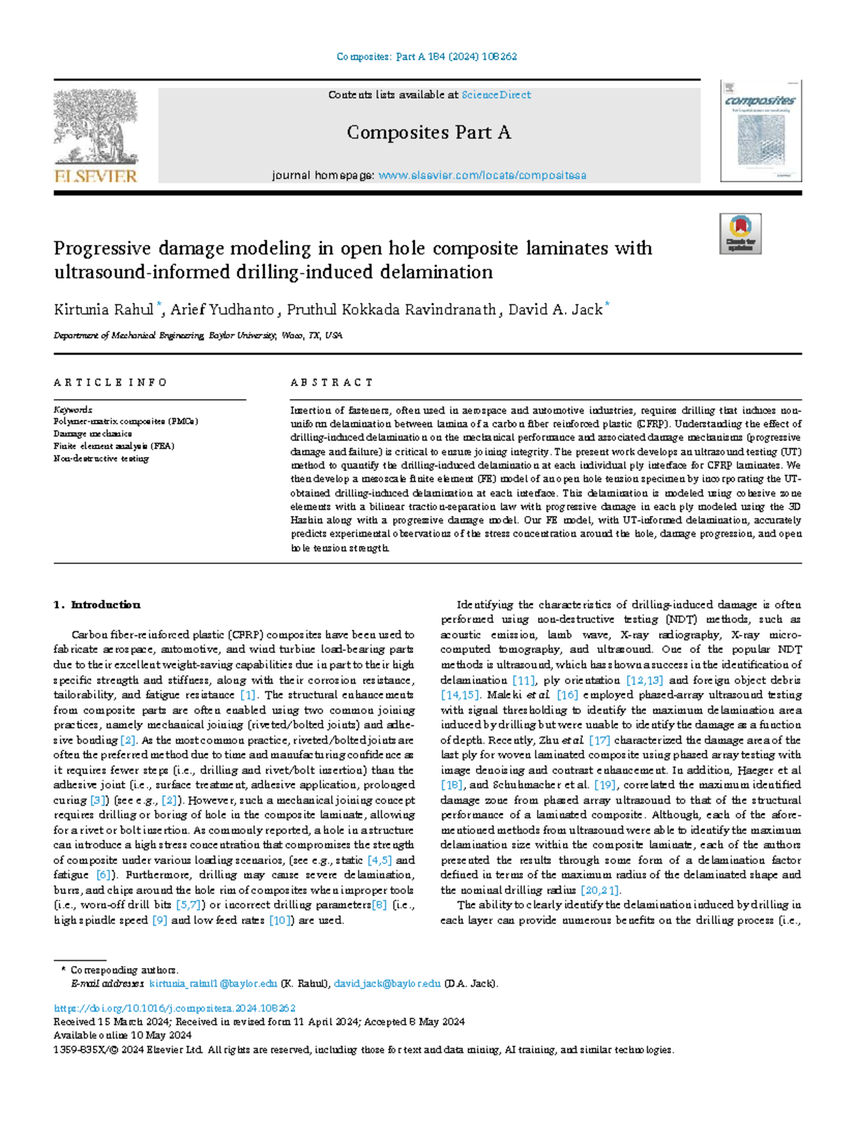 Progressive Damage Modeling in Open Hole CFRP Laminates (ME 2024) - Studocu