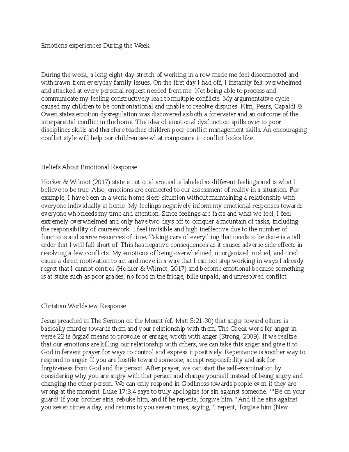ENGL 401: Week 5 Conflict Log Essay Analysis & Emotional Reflections ...