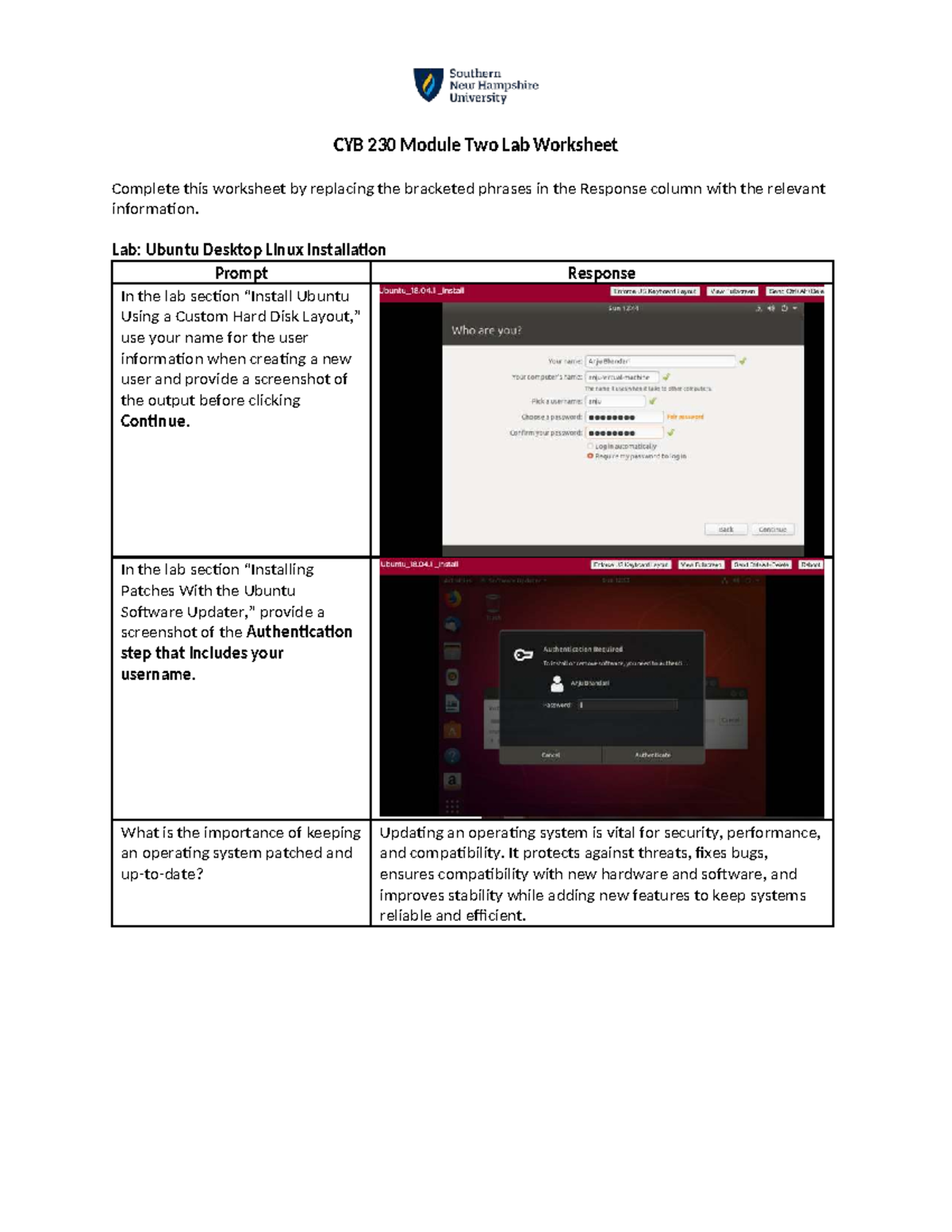 CYB 230 13207 M01 2-2 - Module 2 - CYB 230 Module Two Lab Worksheet ...
