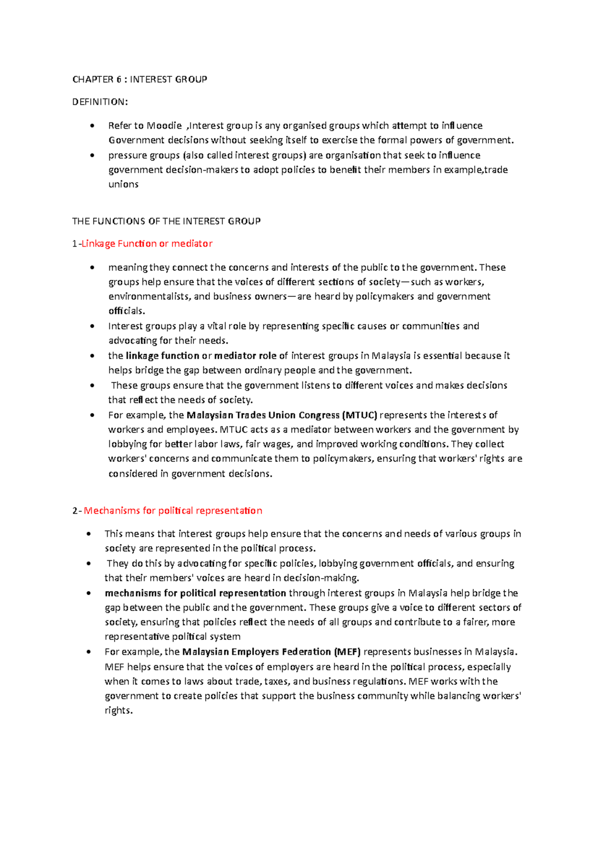 CHAPTER 6: UNDERSTANDING INTEREST GROUPS AND THEIR INFLUENCE IN ...