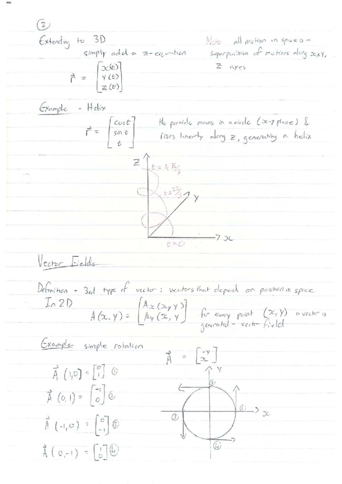 Vector Functions and Fields: 3D Motion and Superposition Notes - Studocu