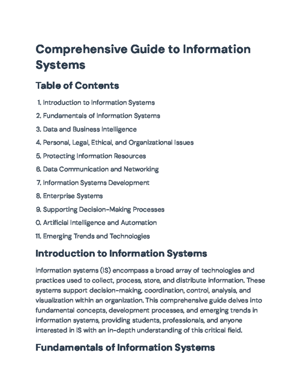 Comprehensive Guide to Information Systems: Concepts & Trends ...