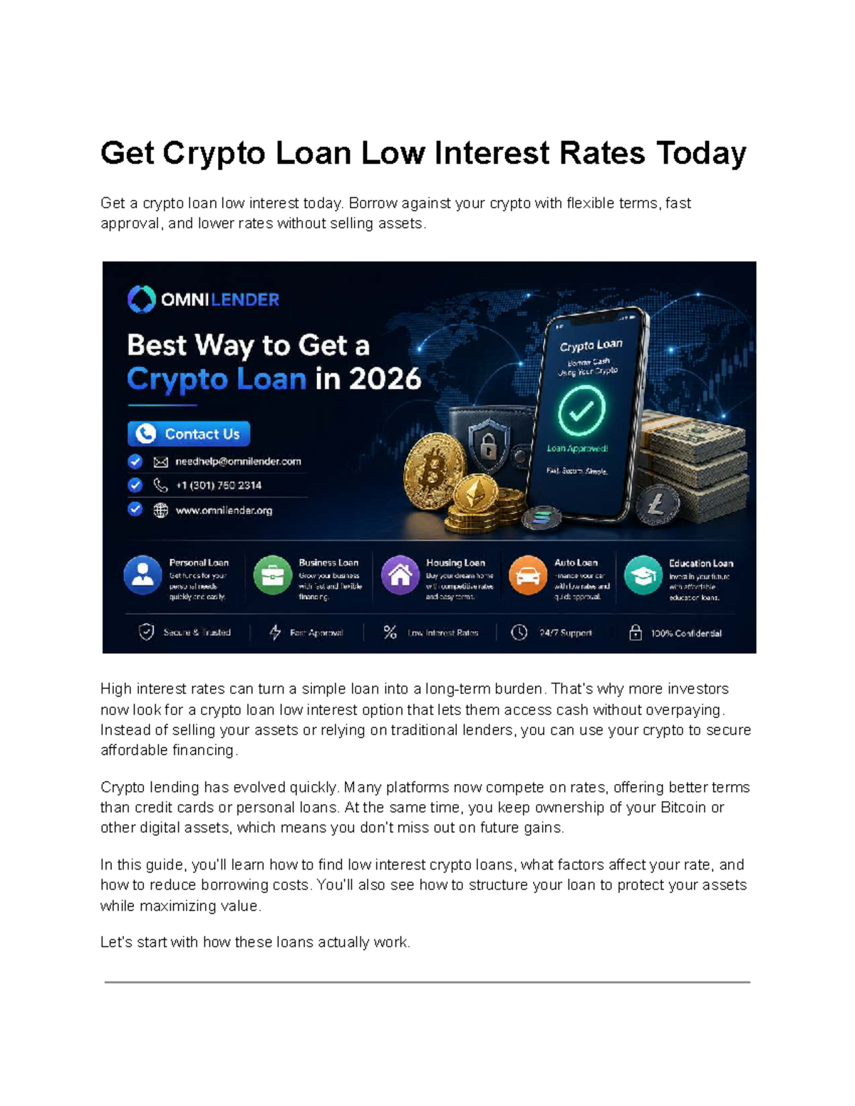 Low Interest Crypto Loans: A Comprehensive Guide to Smart Borrowing ...