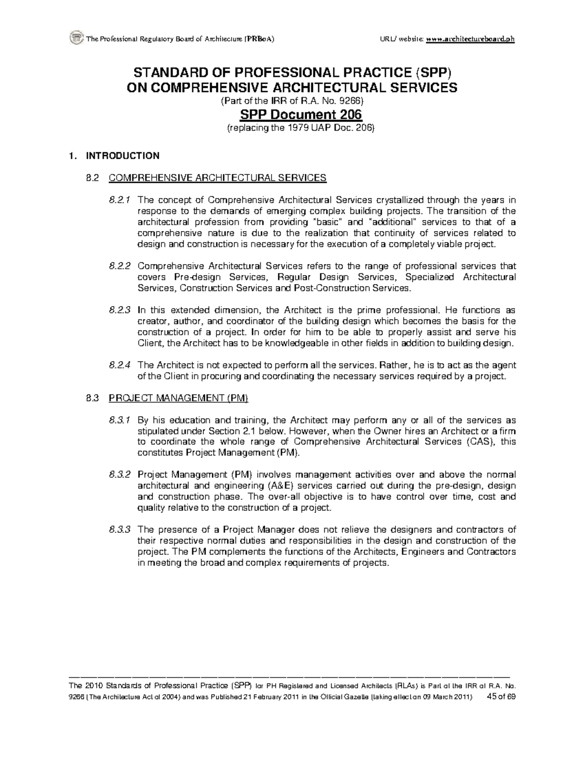 SPP 206: Comprehensive Architectural Services Overview and Management ...