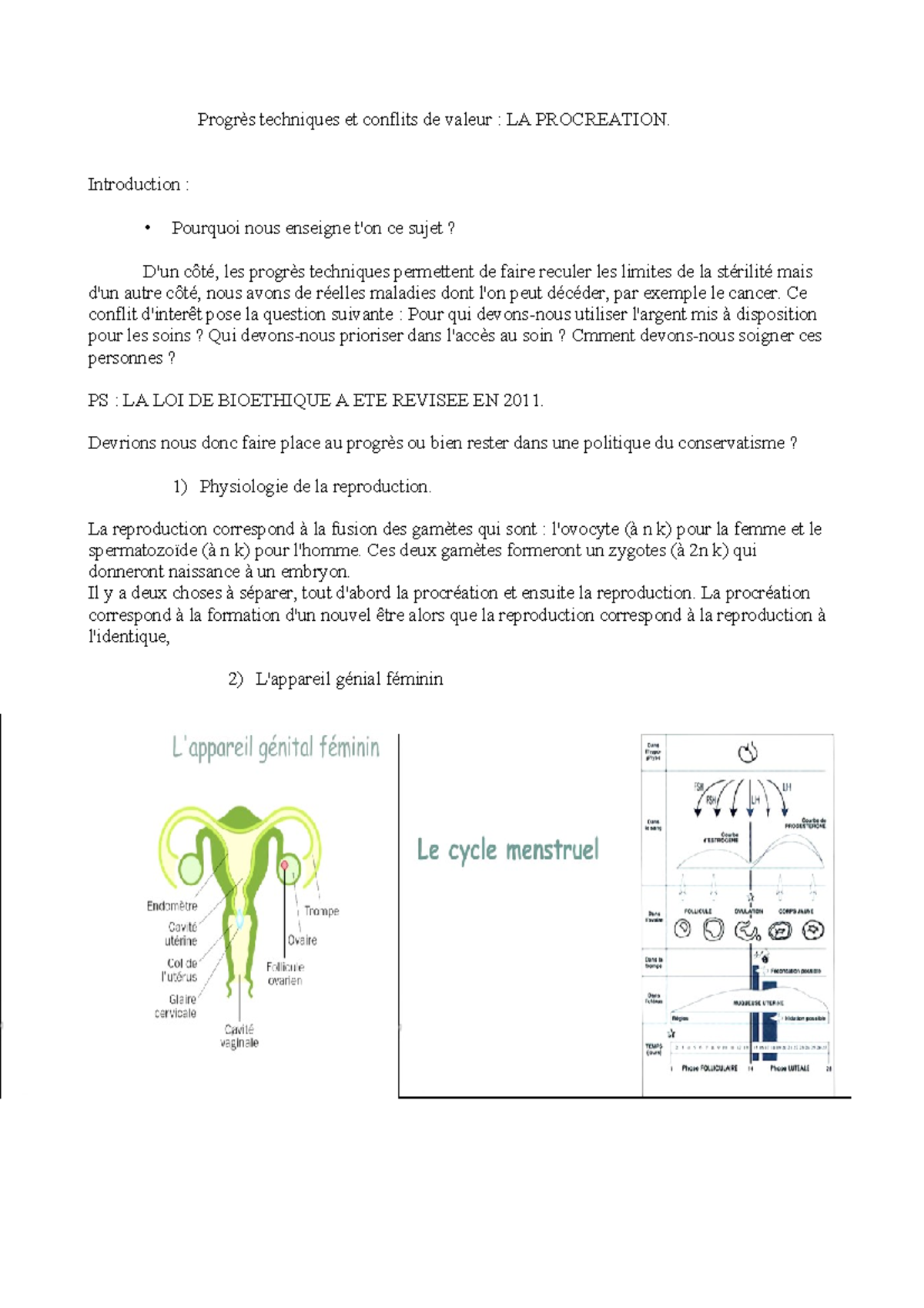 Procréation - Notes de cours 1 - Progrès techniques et conflits de ...