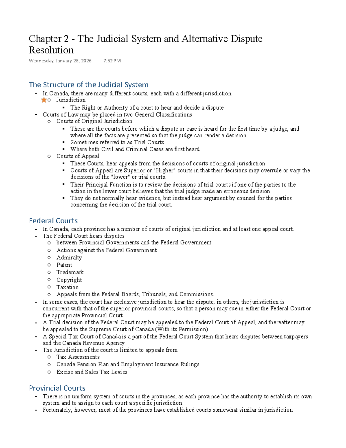Chapter 2 - The Judicial System and Alternative Dispute Resolution ...