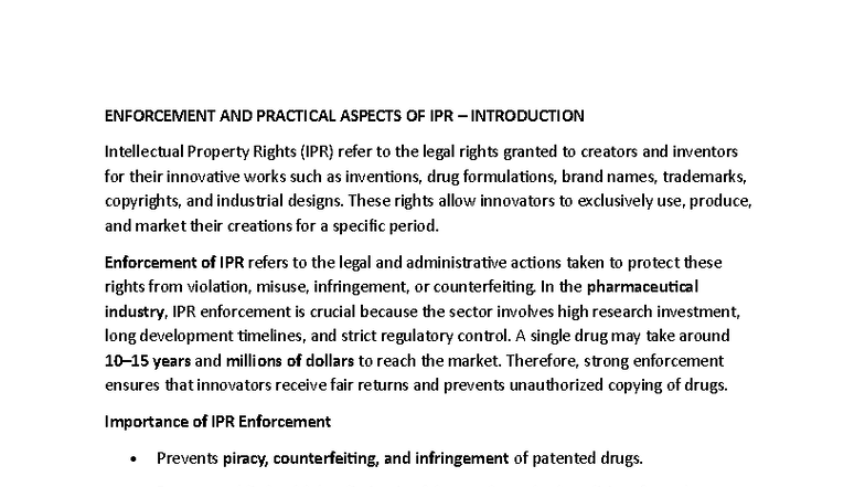 IPR4: Enforcement and Practical Aspects of Intellectual Property Rights ...