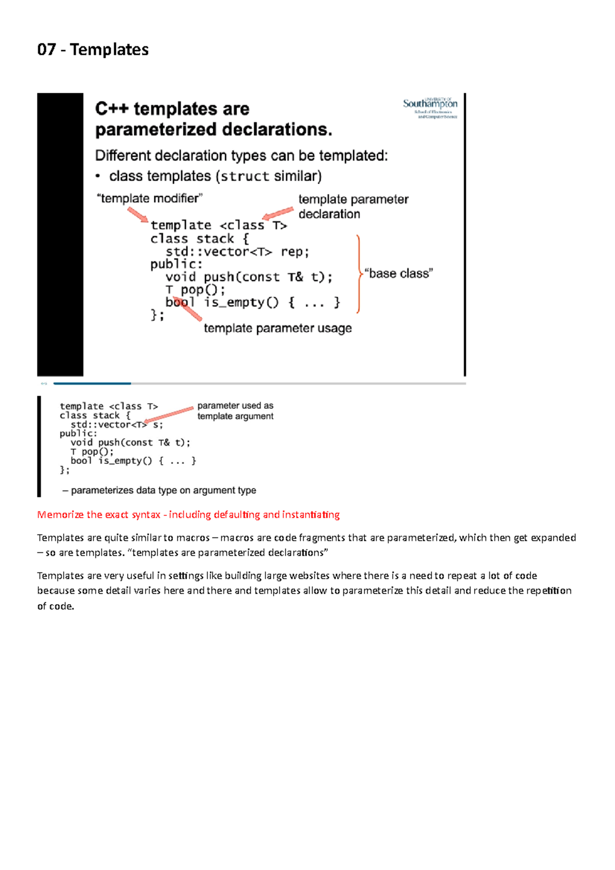 Automated Code Gen-Templates - 07 - Templates Memorize the exact syntax ...