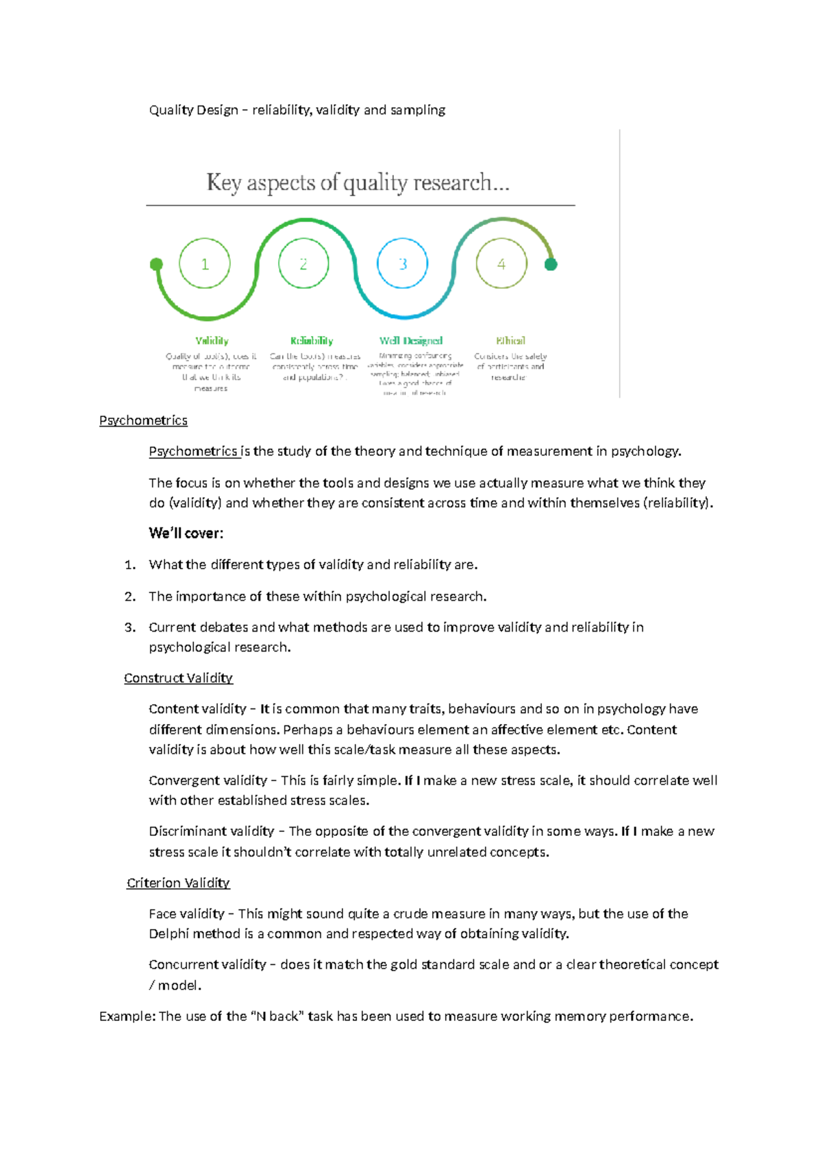 L7 - RMDA - Lecture Notes on Validity and Reliability in Psychometrics ...