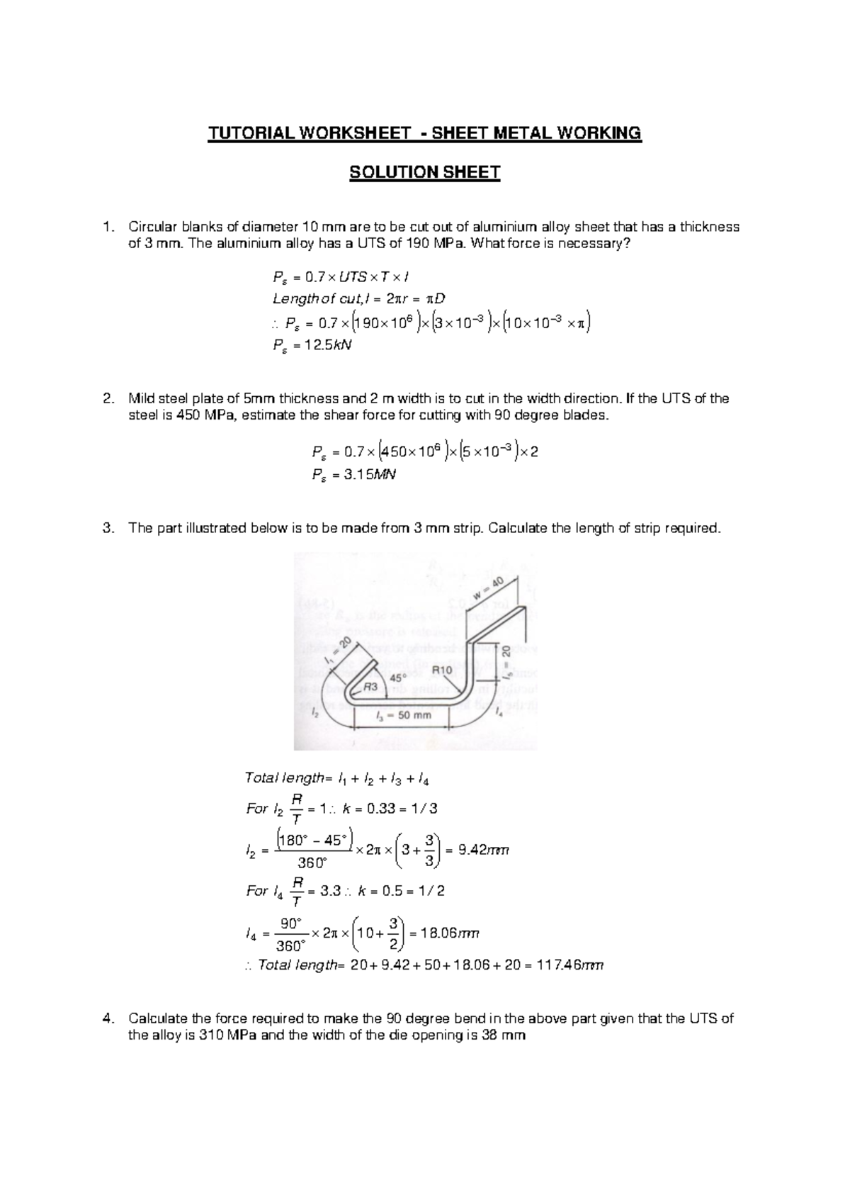 Sample/practice exam April 2016, answers for sheetmetal working ...