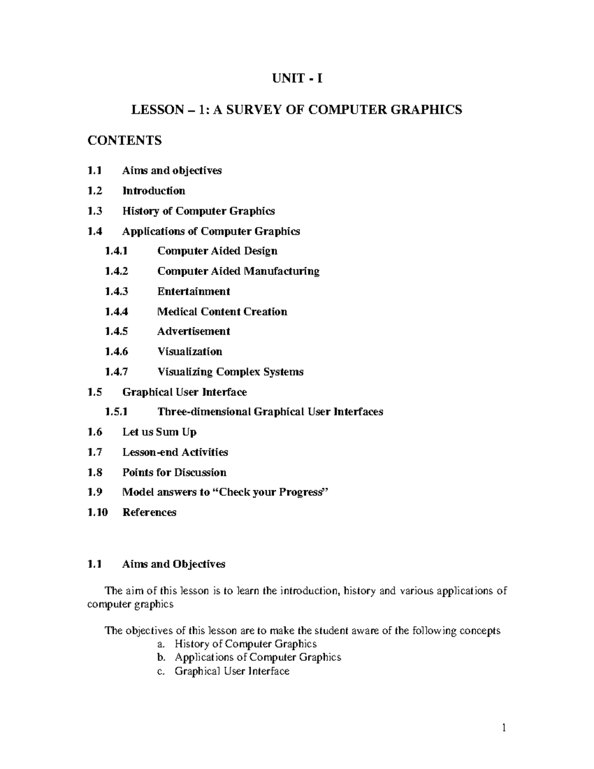 Computer Graphics Lesson 1: Overview and Applications (CS101) - Studocu
