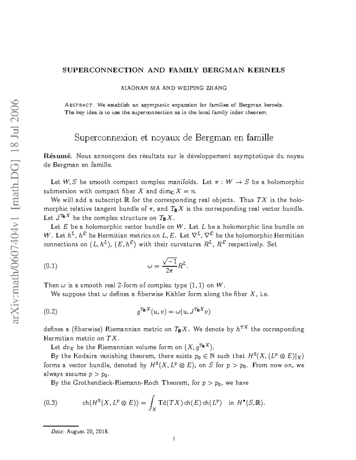 0607404 - Cours - arXiv:math/0607404v1 [math] 18 Jul 2006 ...