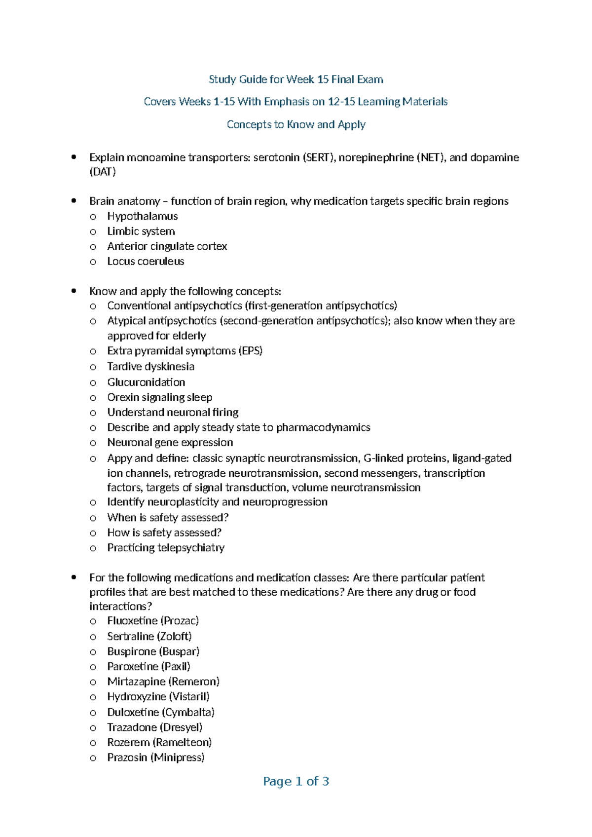 Study Guide for PSY 101 Final Exam: Key Concepts from Weeks 1-15 - Studocu