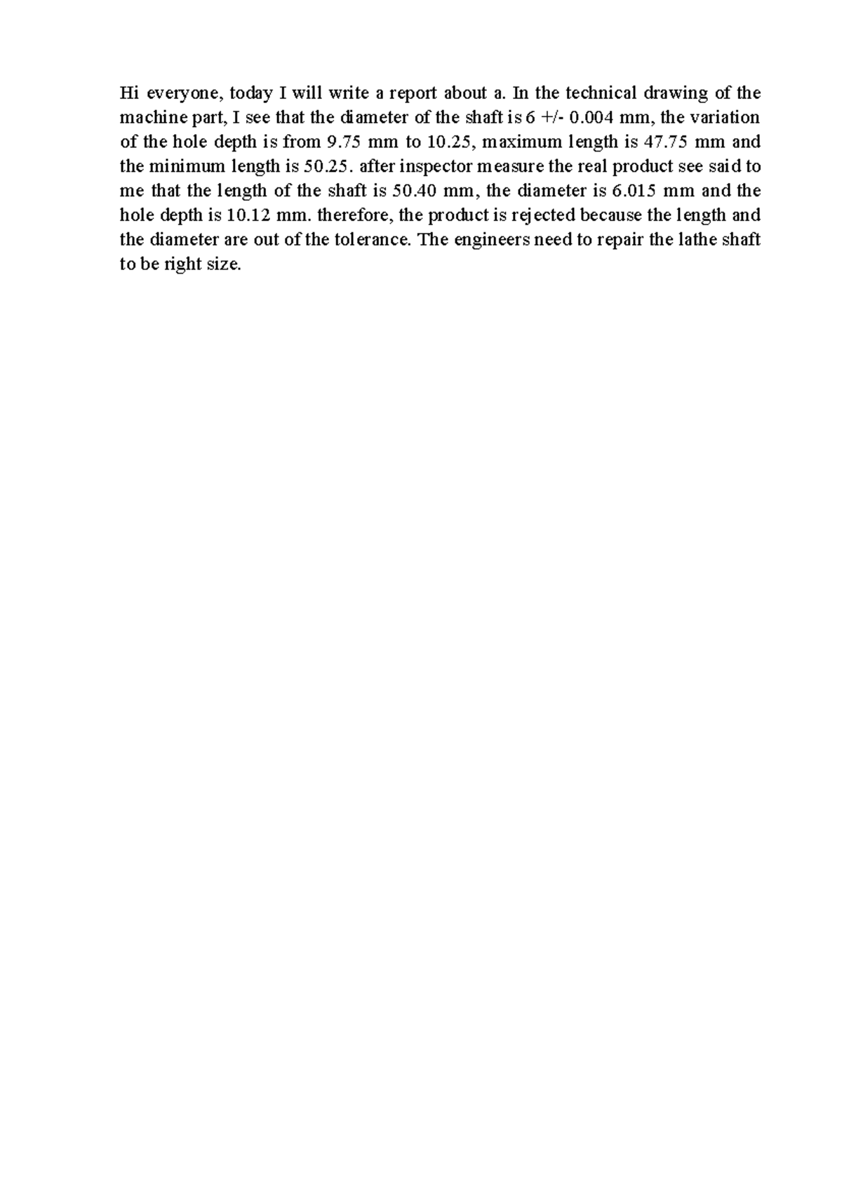 Unit 3 - Technical Report on Lathe Shaft Tolerances - Studocu
