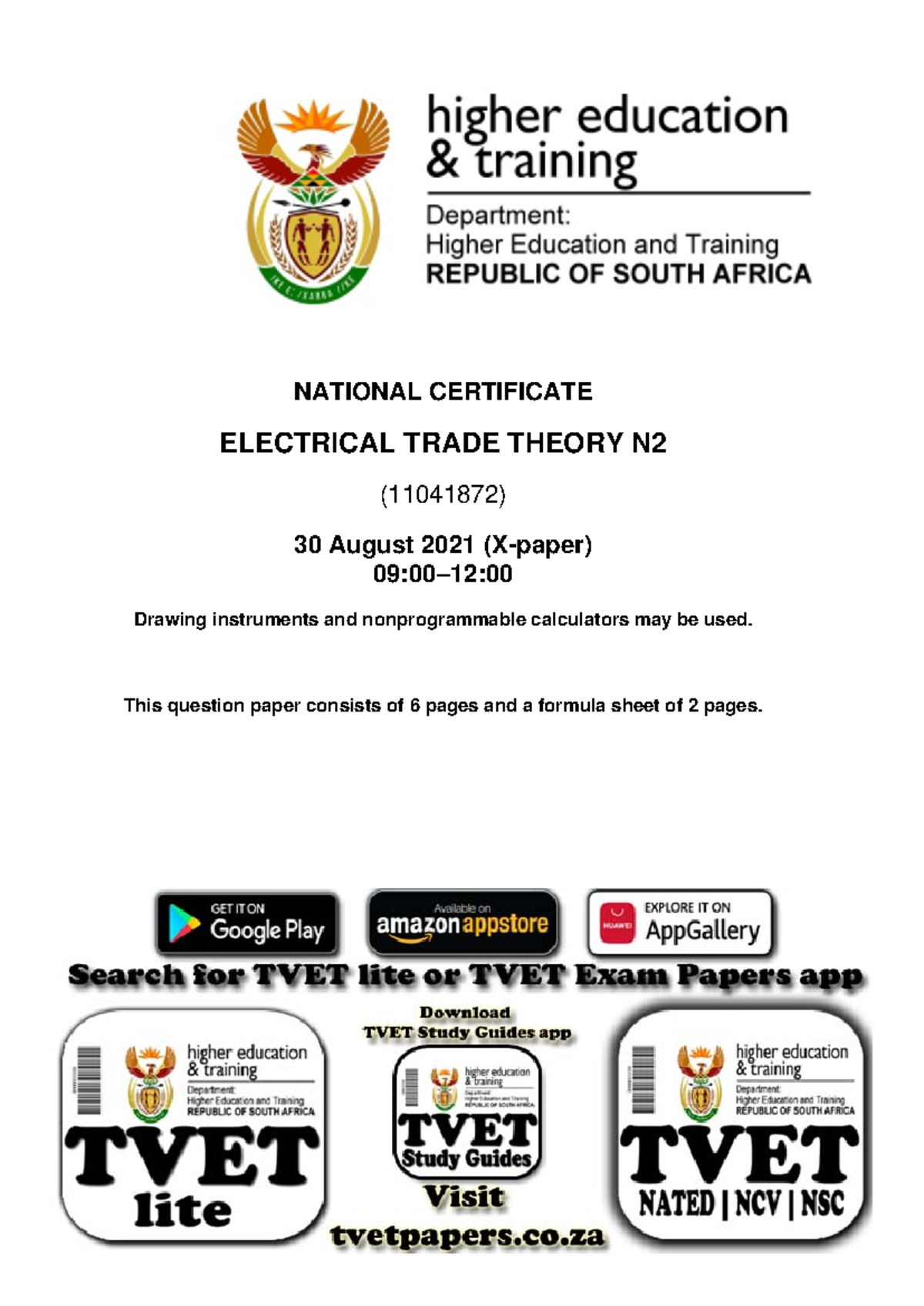 T510 - Electrical Trade Theory N2 QP AUG 2021 Signed Off - NATIONAL ...