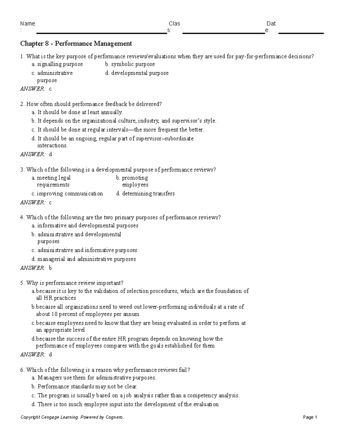 Chapter 8: Insights on Performance Management Principles and Practices ...