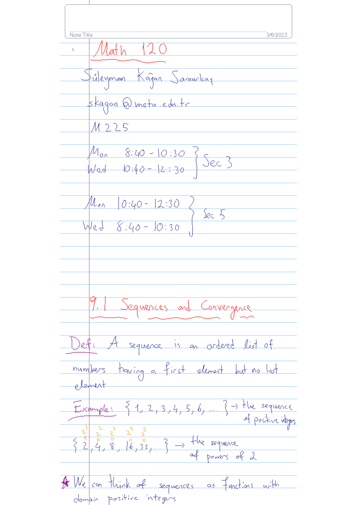 Math 120 Lecture Notes: Sequences and Convergence Concepts - Studocu