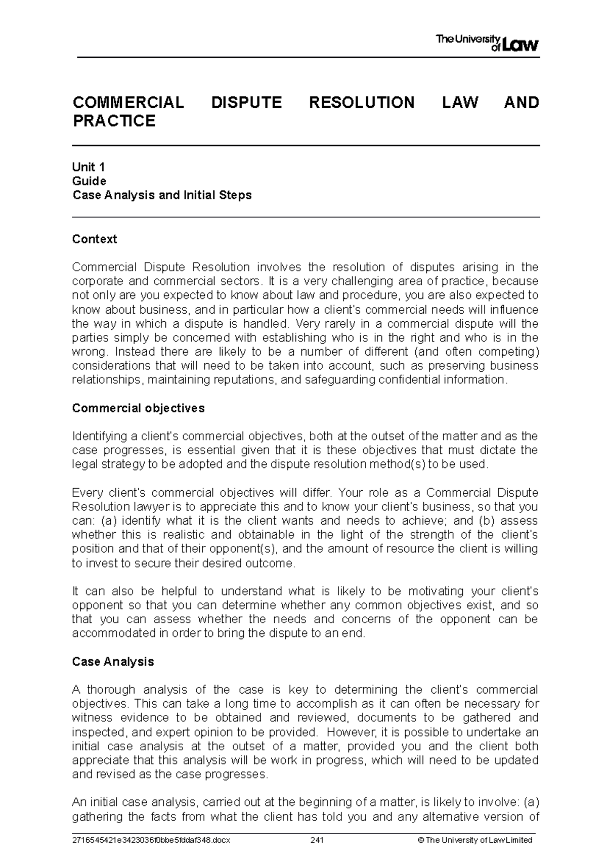 2122 cdr ws01 ce01 guide - COMMERCIAL DISPUTE RESOLUTION LAW AND ...