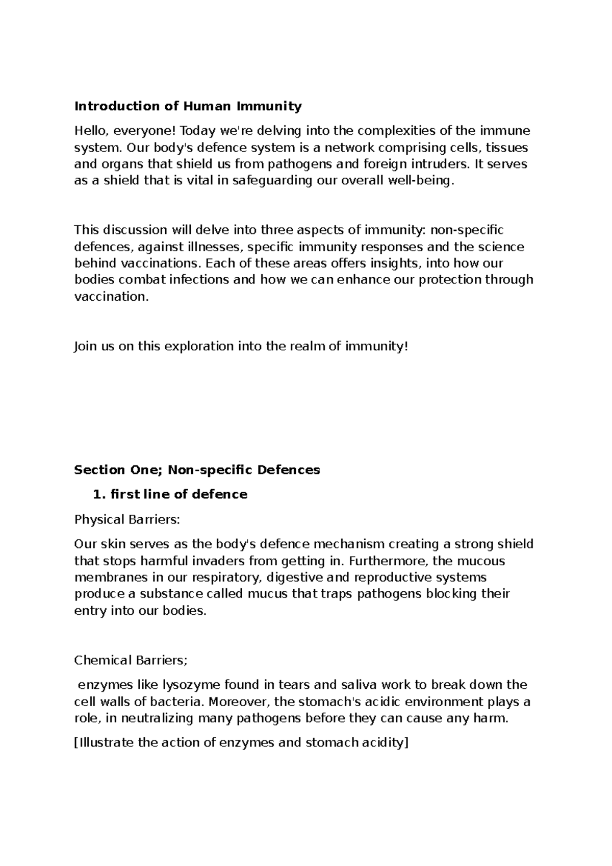 Human Immunity Notes - Final Draft Overview and Key Concepts - Studocu