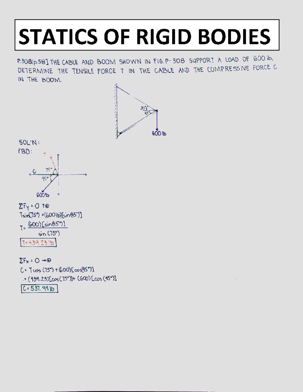 Static OF Rigid Bodies Practice Problems - STATICS OF RIGID BODIES ...