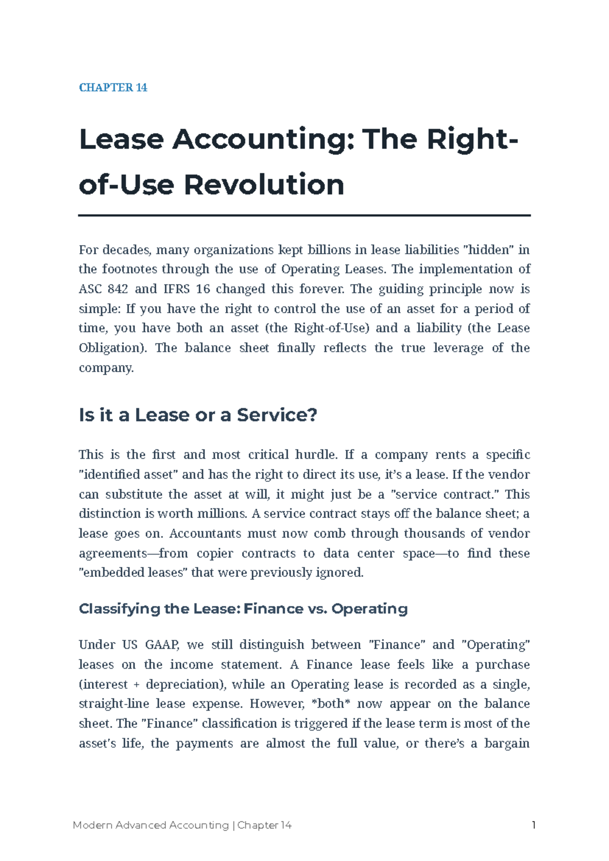 Modern Advanced Accounting: Chapter 14 - Lease Accounting Revolution ...