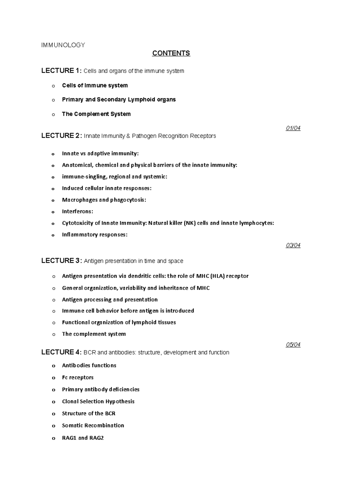 Immunology 101 - Lecture Notes Overview and Key Concepts 1-3 - Studocu