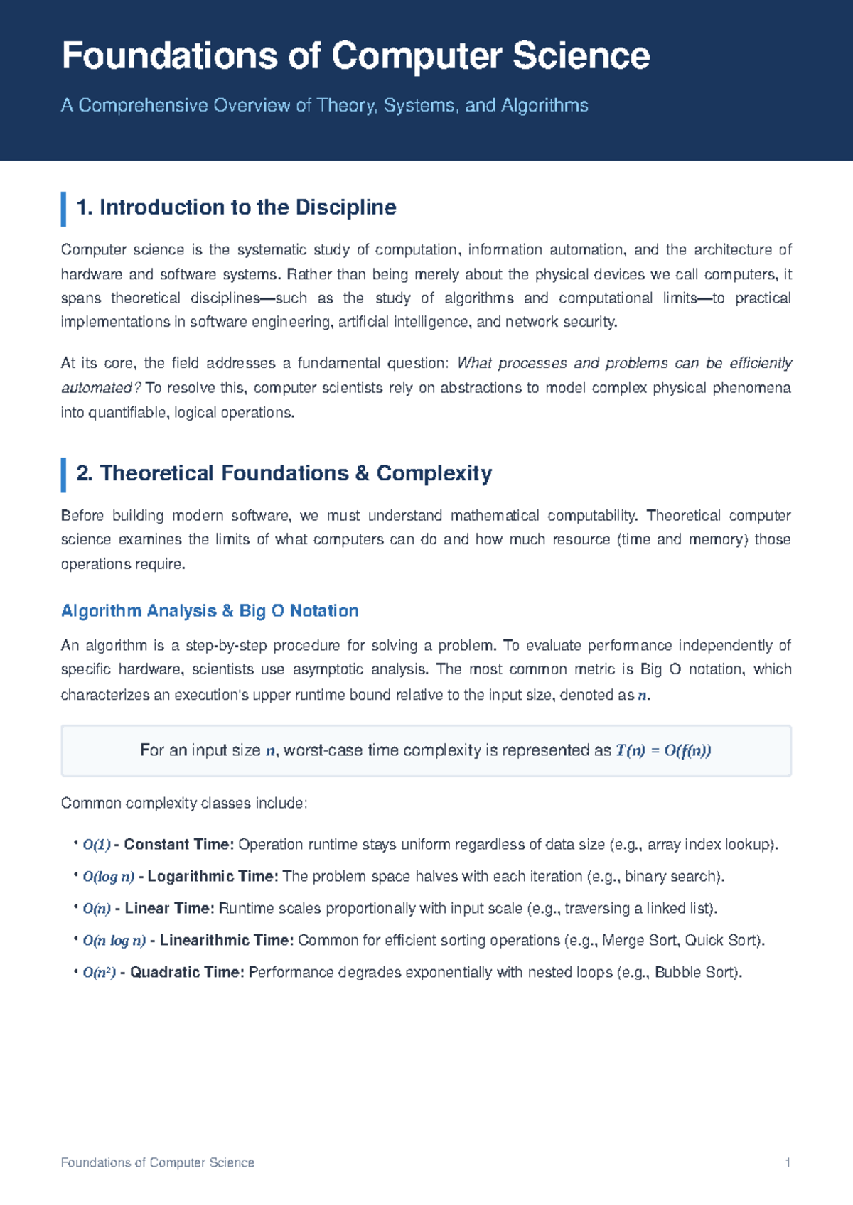 Foundations of Computer Science: Theory, Systems, and Algorithms ...