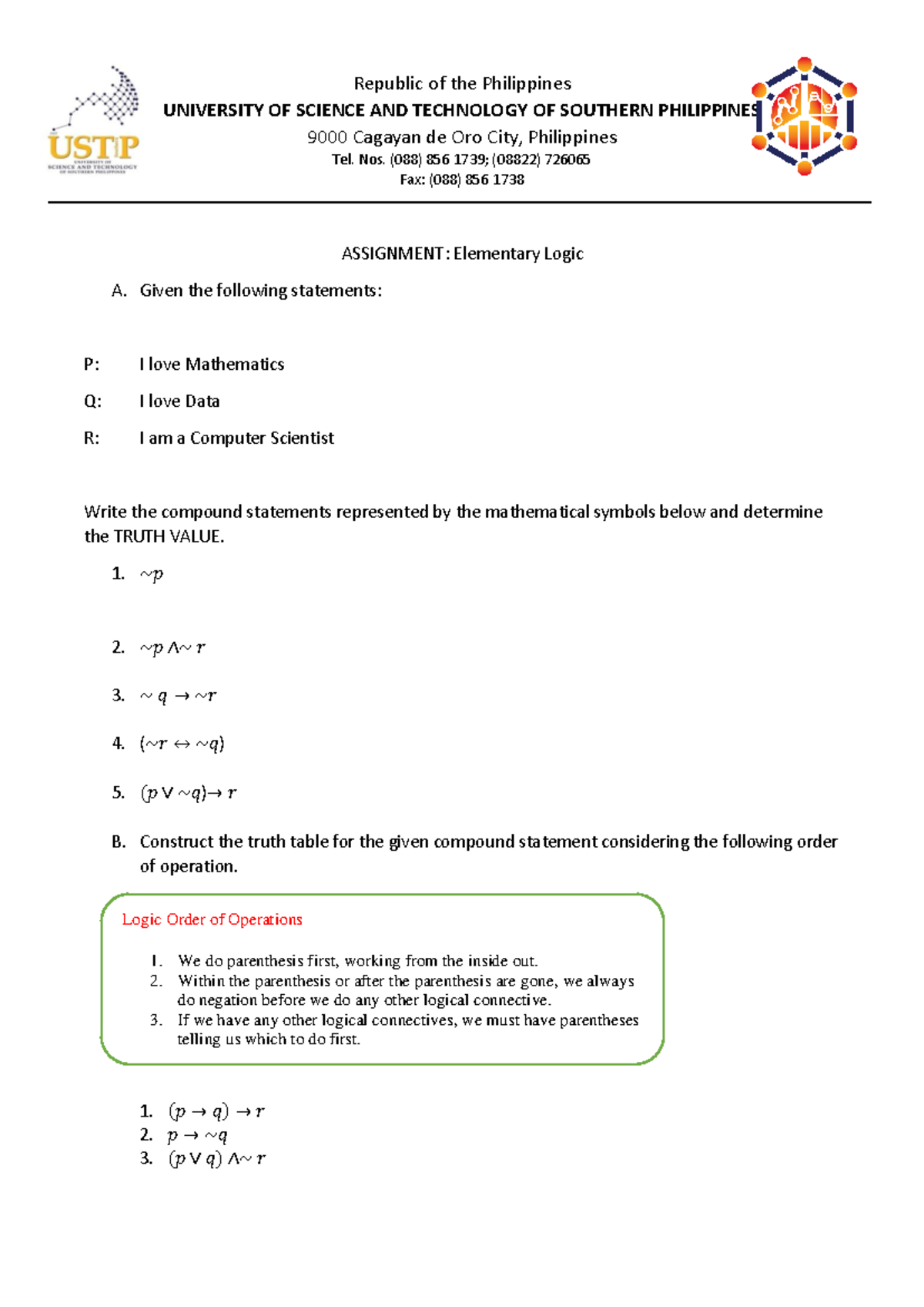 Assignment Computer- Science - Republic of the Philippines UNIVERSITY ...