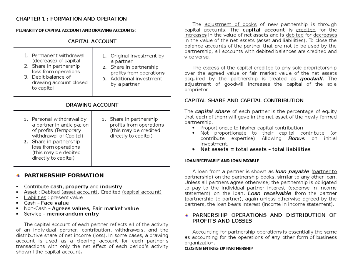 Partnership Formation & Operations: Capital Accounts & Profit Sharing ...