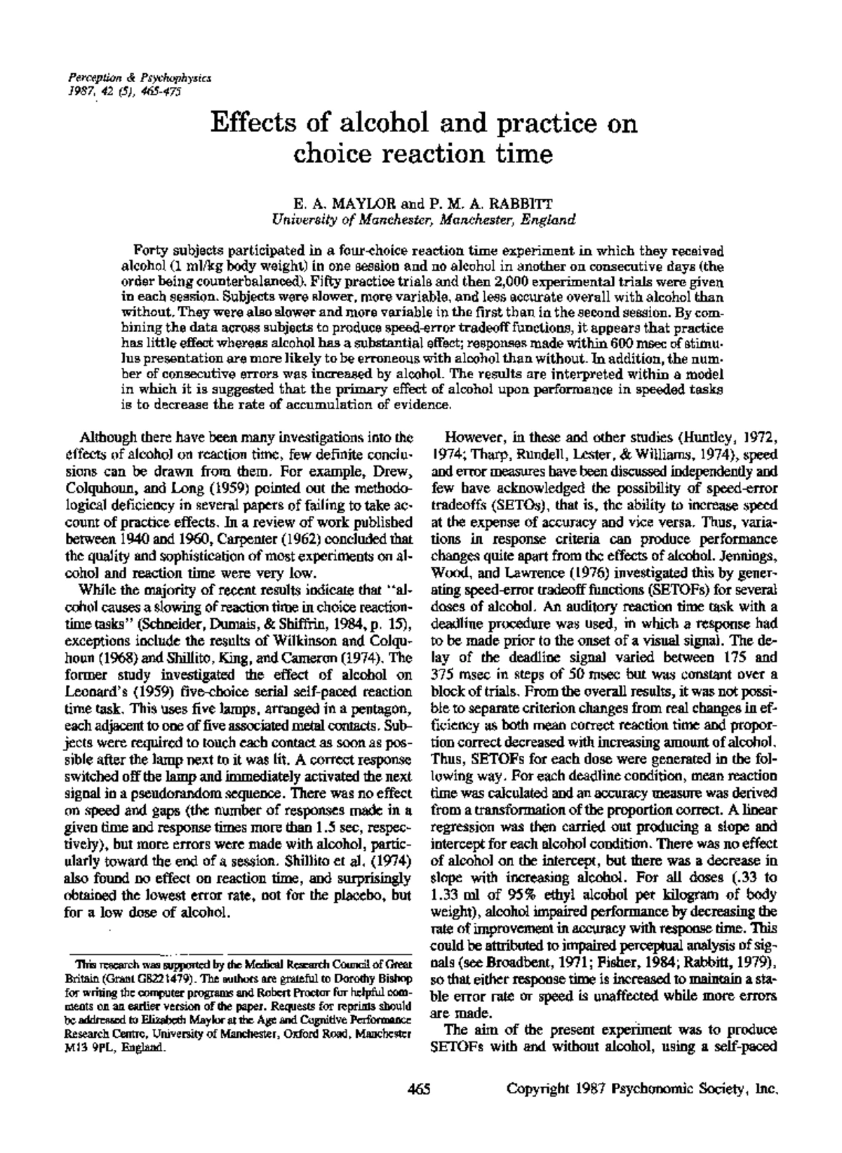 Comparison of Auditory vs. Visual Simple Reaction Times: Study Findings ...